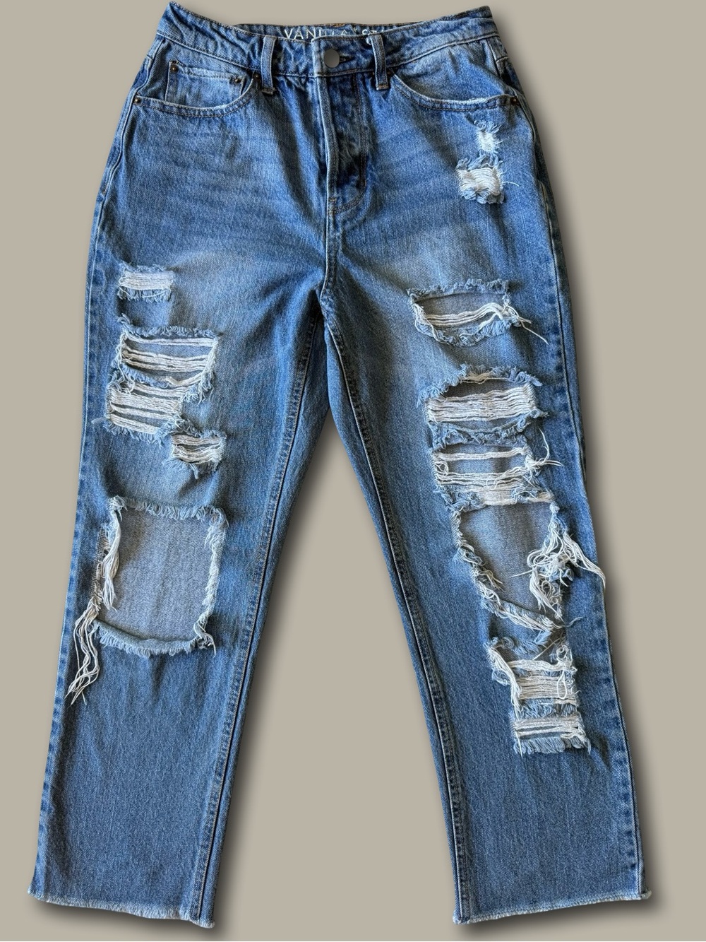 Vanilla Star 90s Boyfriend Distressed Button Fly Jeans 7